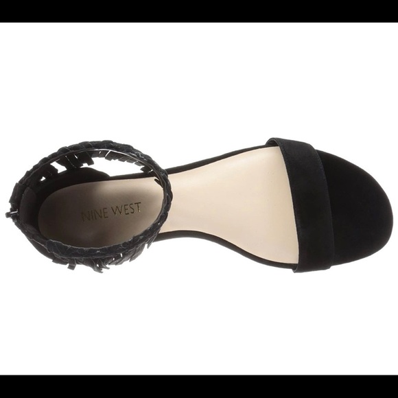 NINE WEST Wanderlust suede fringed bohemian tribal black sandals women size 5 - Picture 3 of 8
